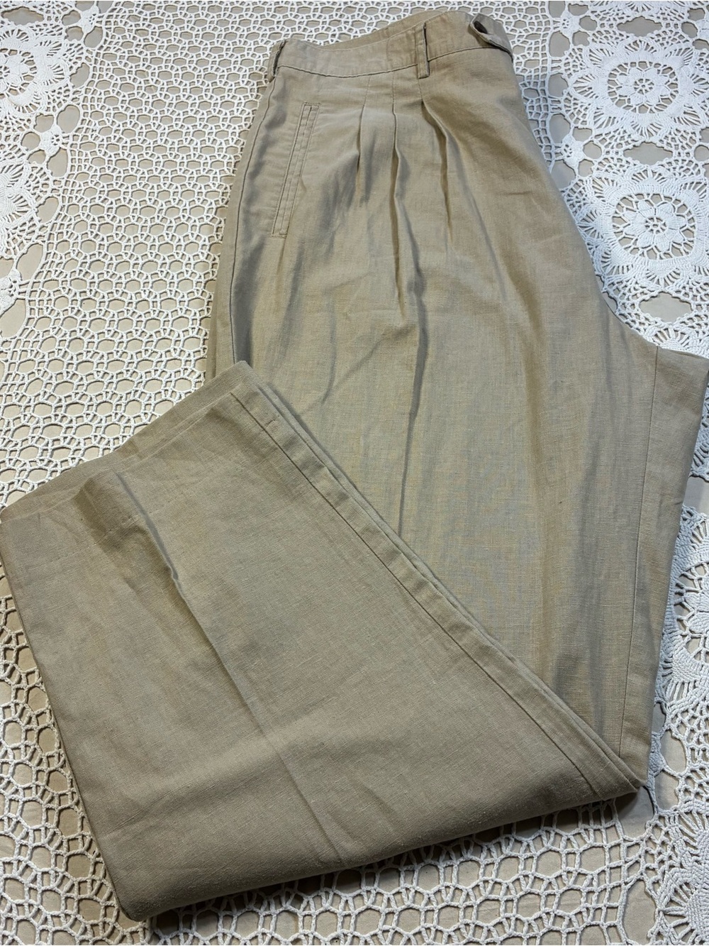 Bert Pulitzer Collector’s Edition Mens 42x32 Beige Pleated Linen Blend Pants